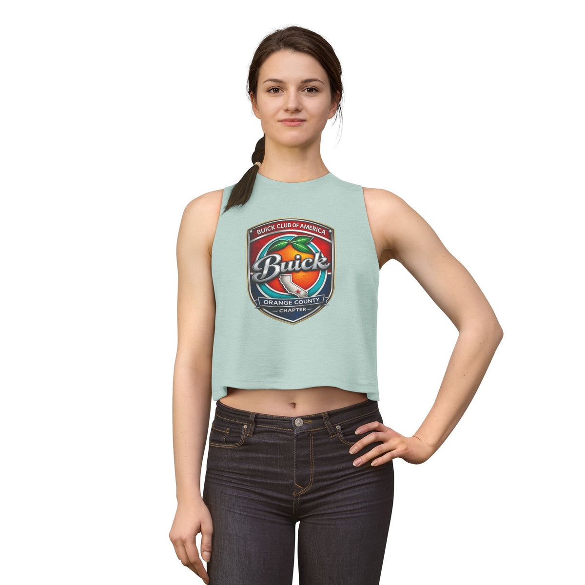 Buick Club Orange County Crop Top – Vintage Car Logo Tank for Enthusiasts