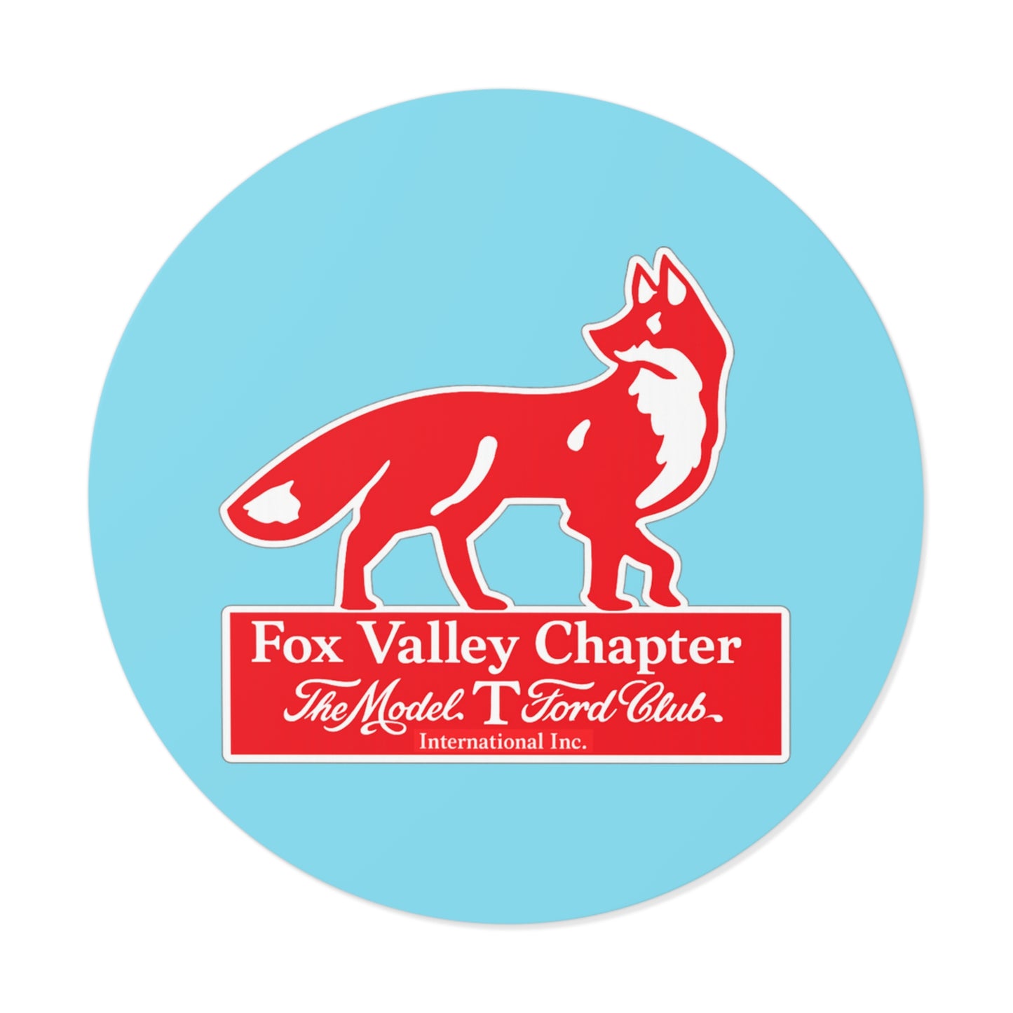 Fox Valley Chapter Model T Ford Club Round Vinyl Sticker — The Model T Ford Club Logo