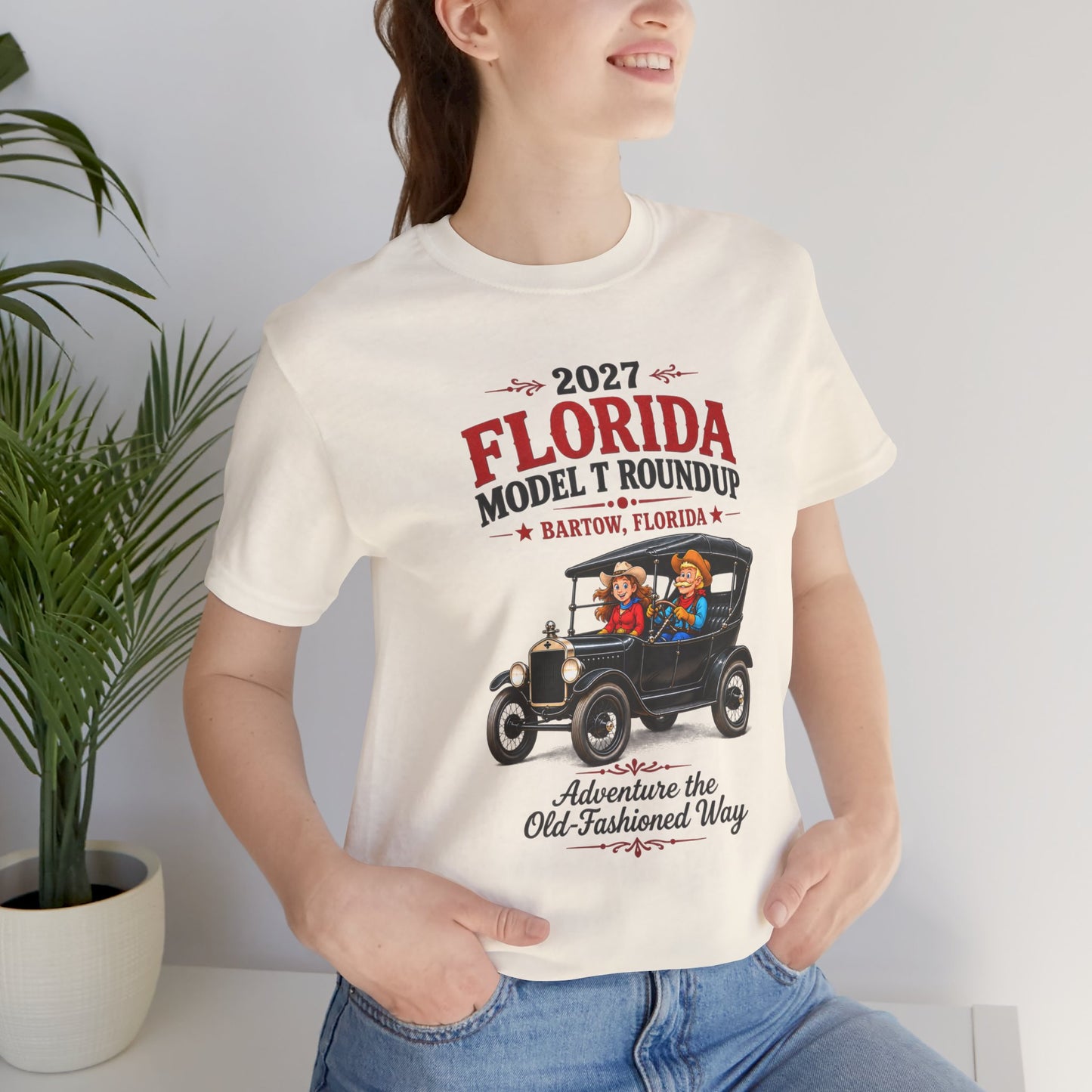 Florida Model T Roundup 2027 Soft-Style T-Shirt — Front Graphic