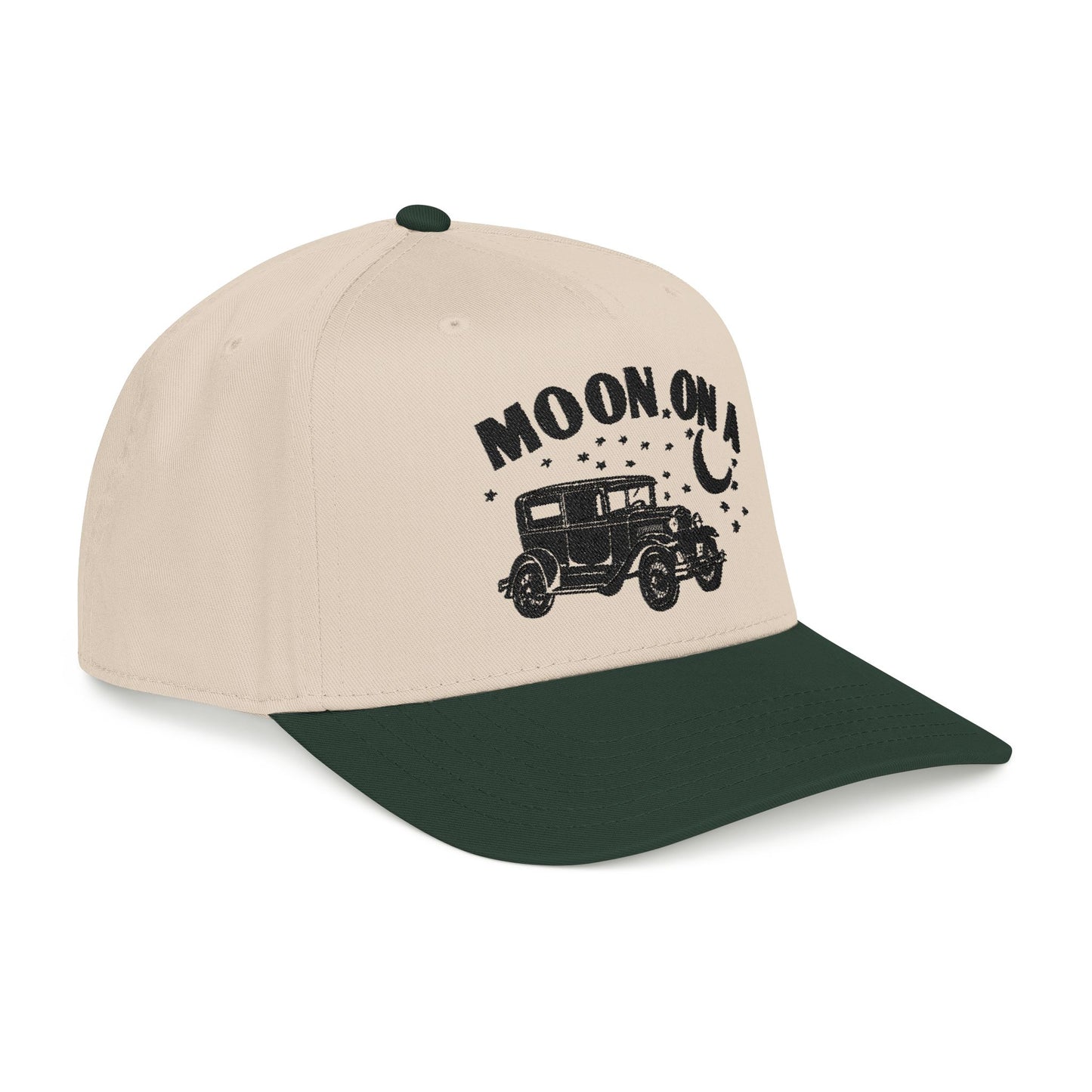 Moon On A - Embroidered Mid Profile Baseball Cap