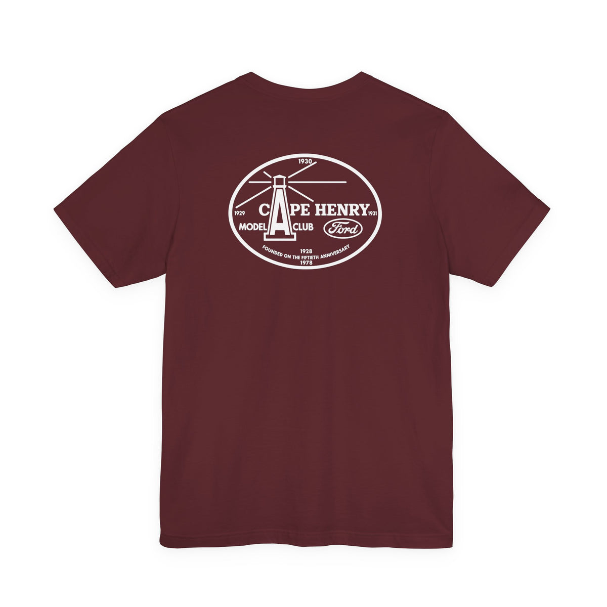 Cape Henry Model A Club Unisex Soft Short Sleeve Tee - Front and Back Logos