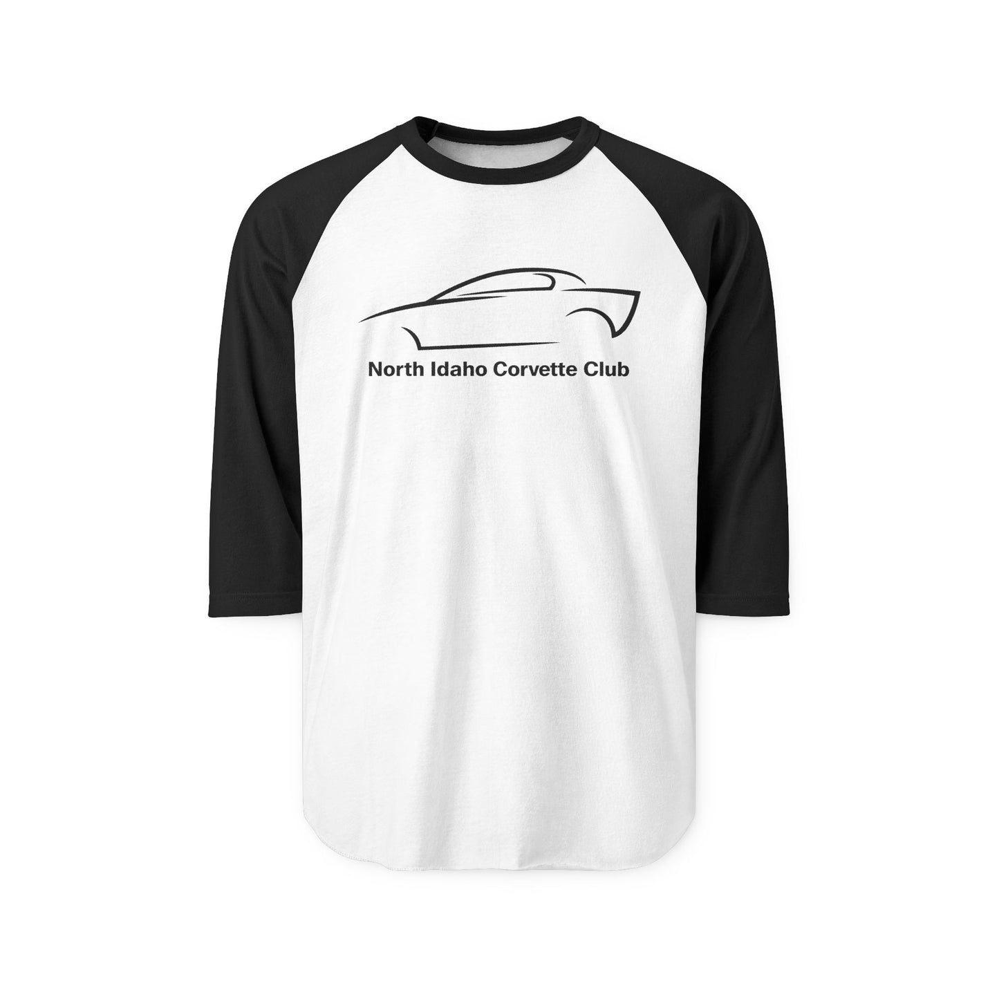 North Idaho Corvette Club Raglan Shirt — 3/4 Sleeve Car Club Tee