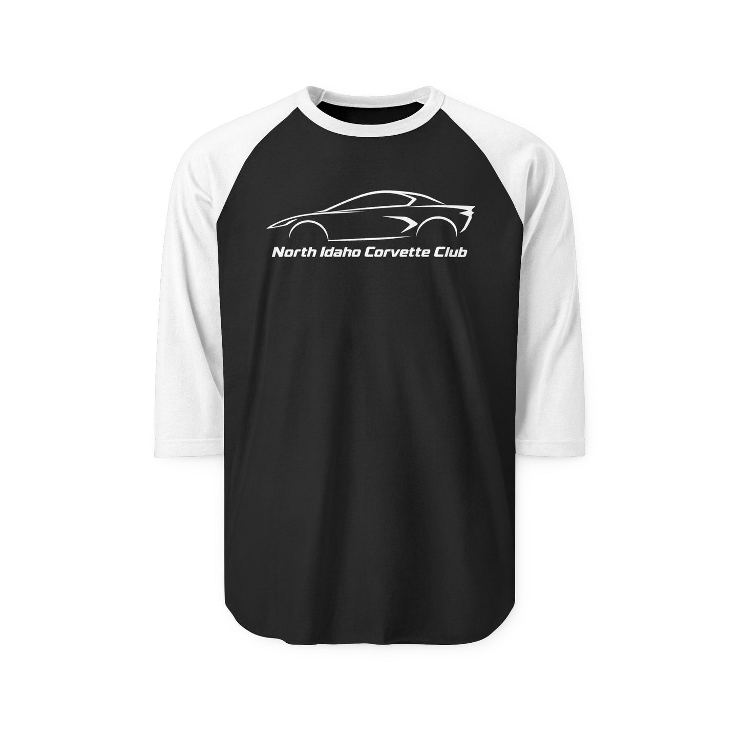 North Idaho Corvette Club Raglan Shirt — 3/4 Sleeve Car Club Tee
