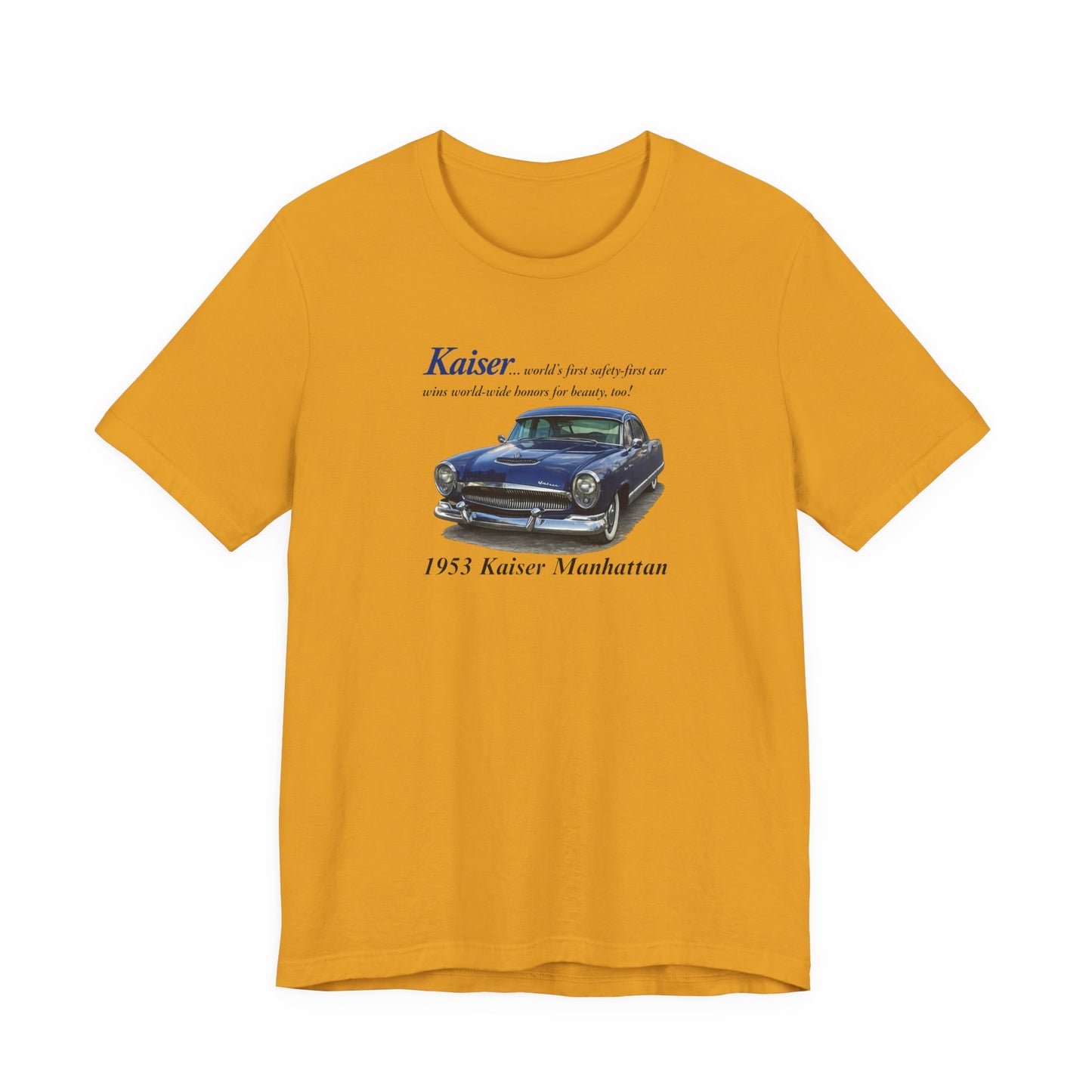 1953 Kaiser Manhattan Classic Car Tee — Vintage Blue Automobile Graphic T-Shirt