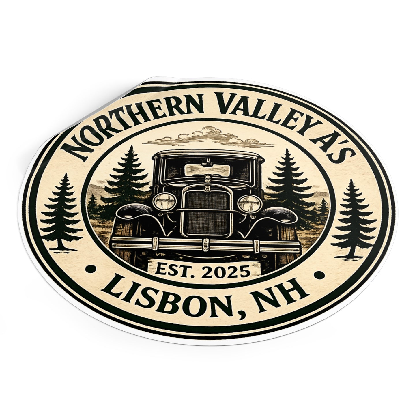 Northern Valley A’s Round Vinyl Sticker — Great for Car Windshields
