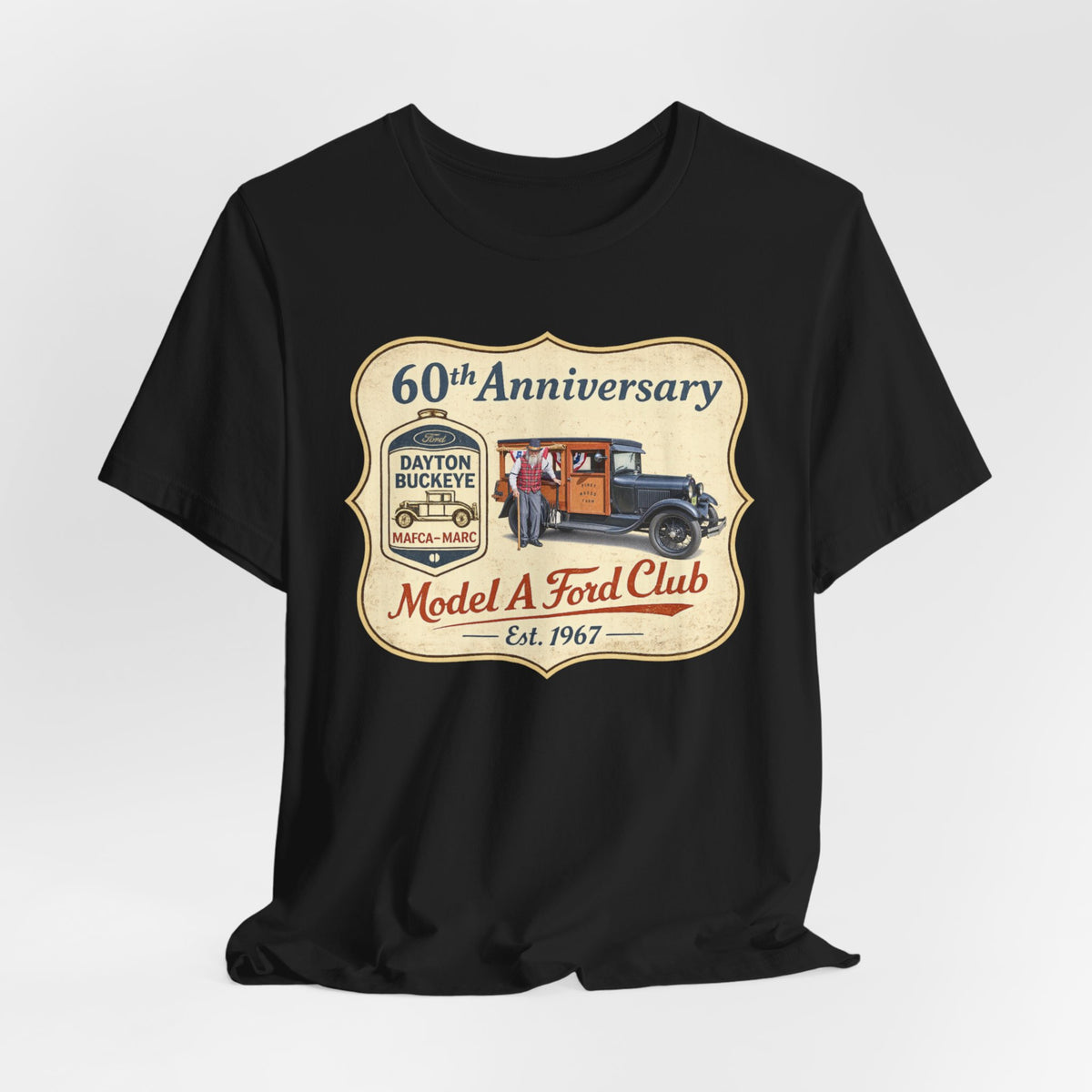 Dayton Buckeye Model A Ford Club 60th Anniversary Tee (Piney Wood Farm) - Unisex Soft Short Sleeve Tee