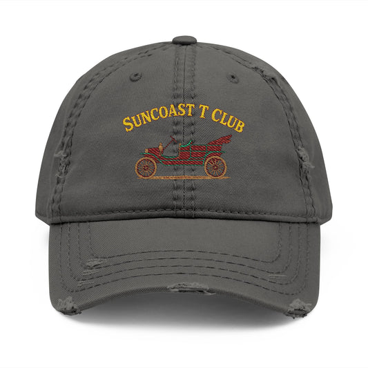 Suncoast T Club - Distressed Dad Hat with Embroidery, Casual Dad Hat, Vintage Cap