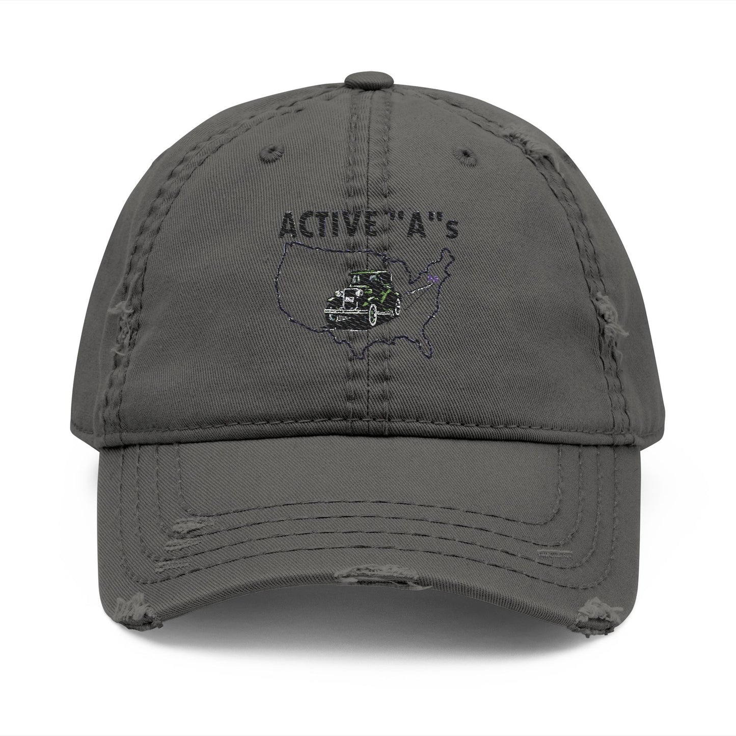 Active A's - Distressed Dad Hat with Embroidered Design