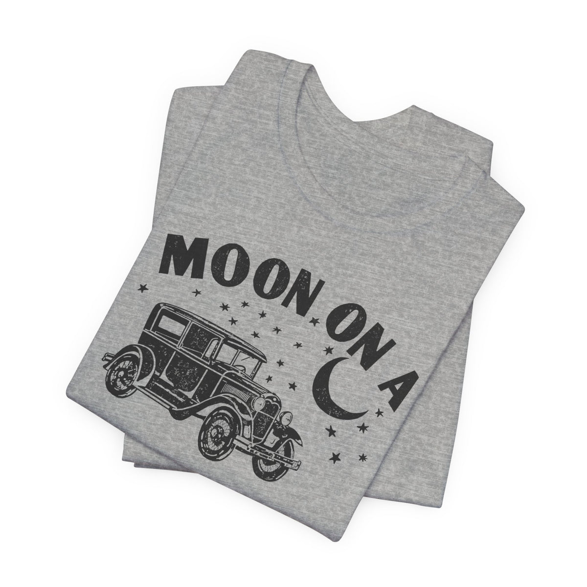 Moon On A Vintage Car T-Shirt — Retro Moon Graphic Tee