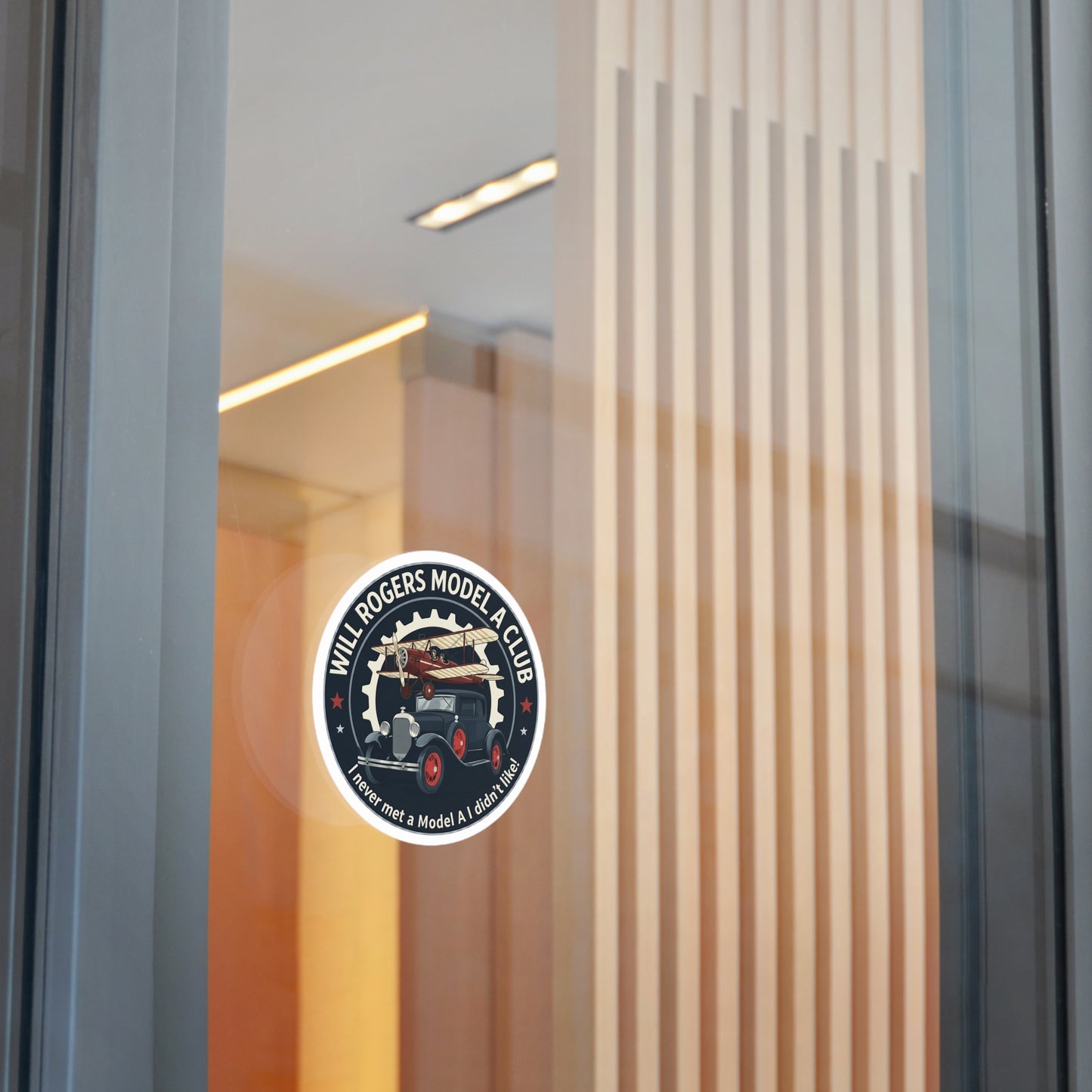 Will Rogers Model A Club Round Vinyl Sticker — Great for your Model A windshield!