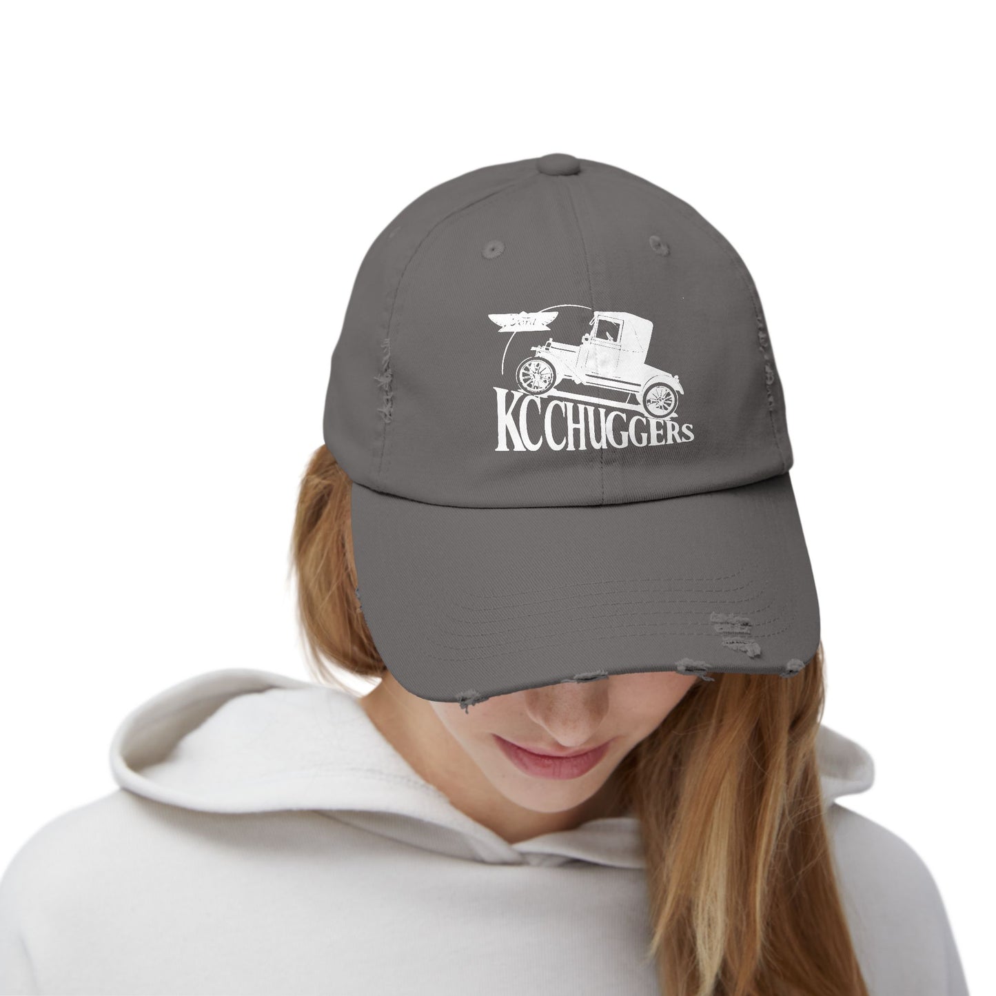 Distressed Logo Cap — KC Chuggers Vintage-Style Black Baseball Hat