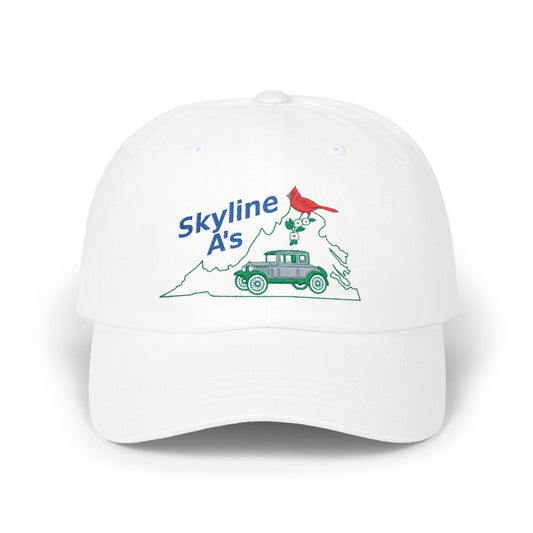 Skyline A's Embroidered Dad Hat — Vintage Car & Cardinal Design