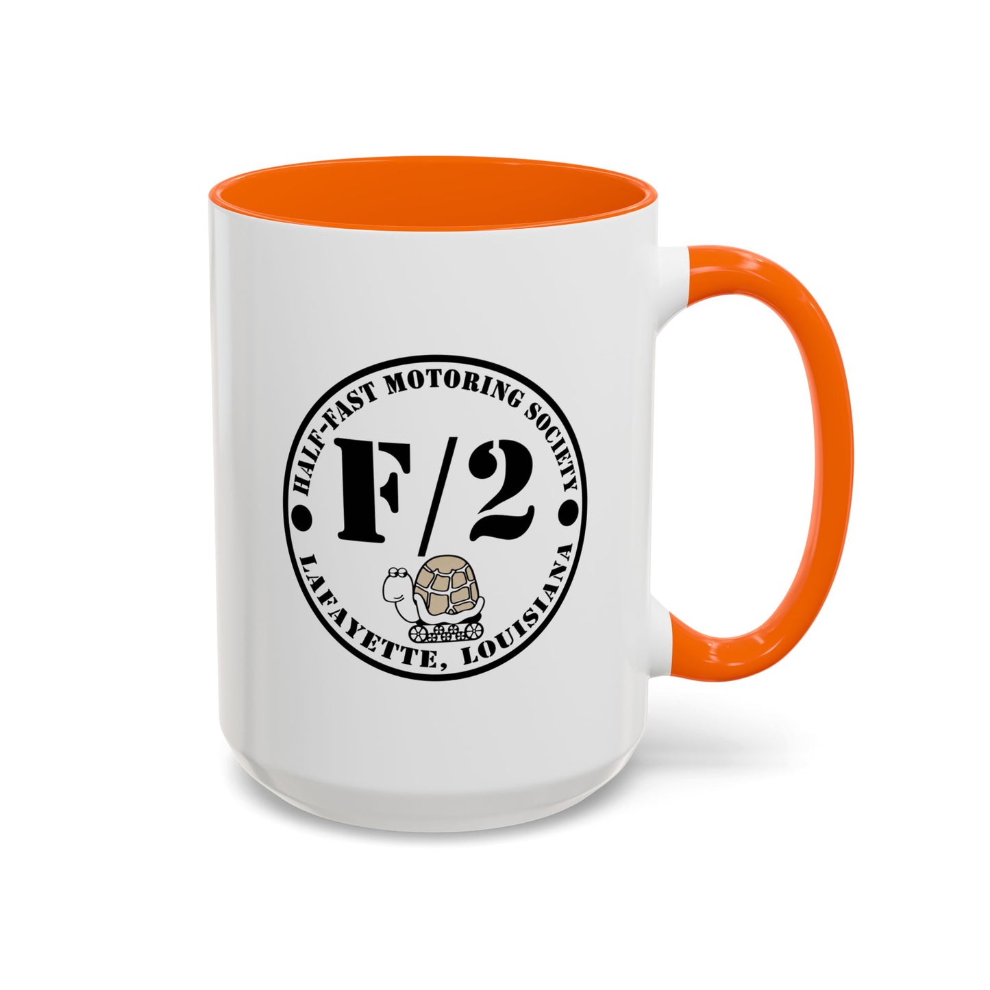 F/2 Half-Fast Motoring Society Accent Coffee Mug — Lafayette, Louisiana Emblem (11/15oz)