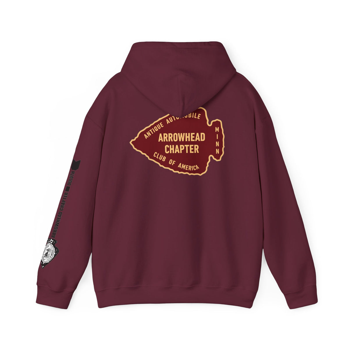 Arrowhead Chapter AACA Club Hoodie — "I'd Rather Be in My Antique Car" plus Sleeve and Back Images