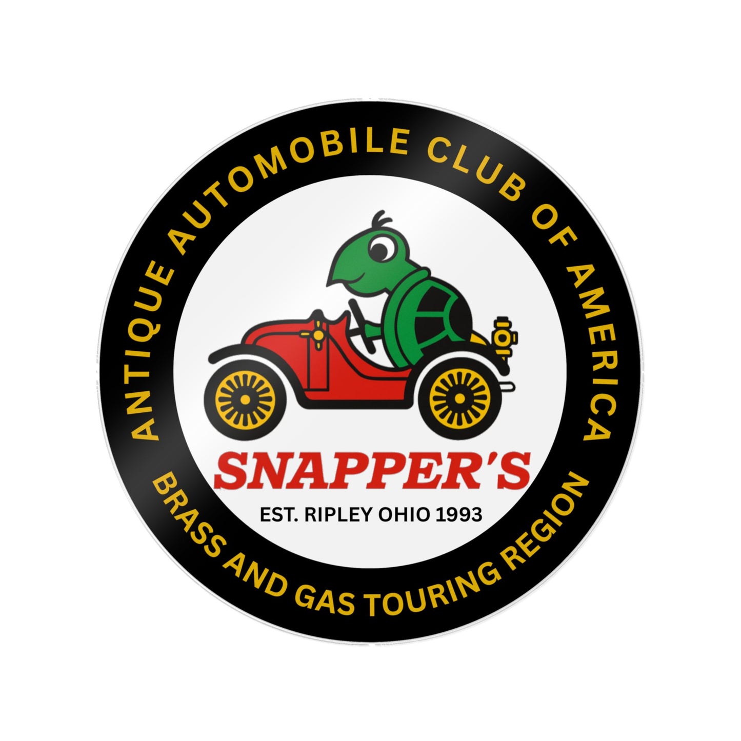 Snapper's Brass and Gas Touring Region Die-Cut Sticker — Great for your car trailer.