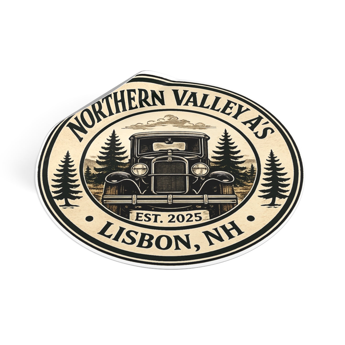 Northern Valley A’s Round Vinyl Sticker — Great for Car Windshields