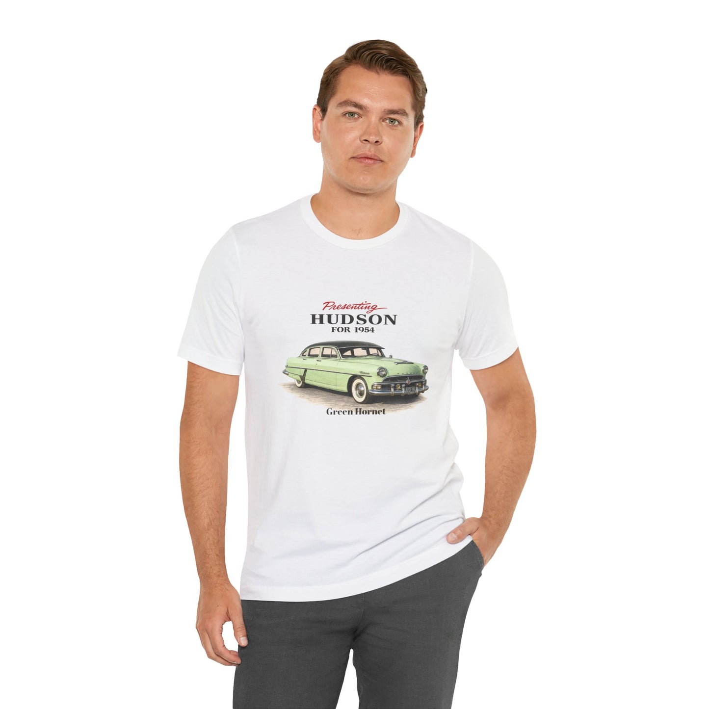 1954 Hudson Hornet Vintage Car Tee — Green Classic Automobile Graphic T-Shirt (RonR)