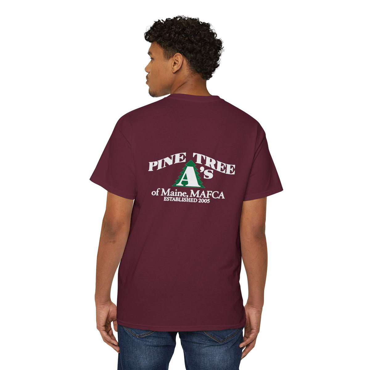 Pine Tree A's of Maine, MAFCA Front and Back Logos — Unisex Heavy Cotton Pocket Tee