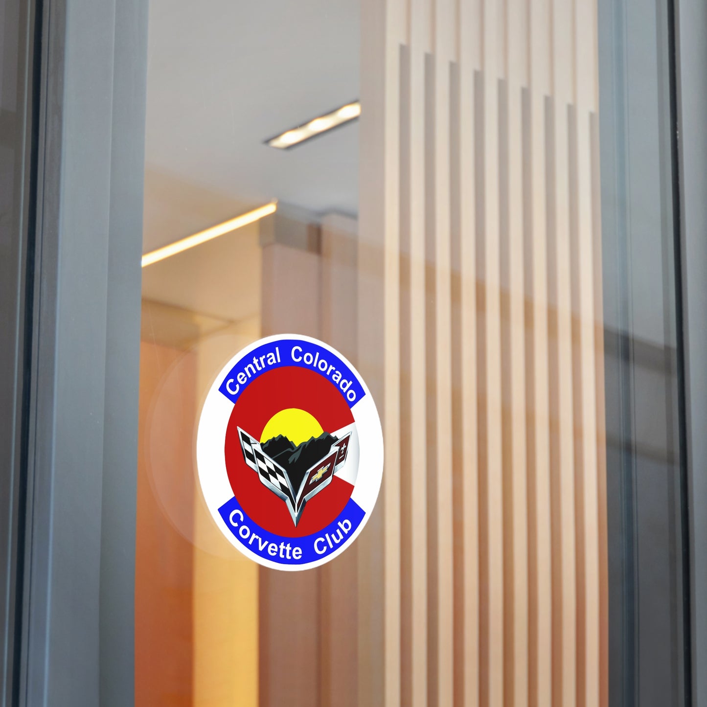 Central Colorado Corvette Club Round Vinyl Sticker — Car Club Emblem