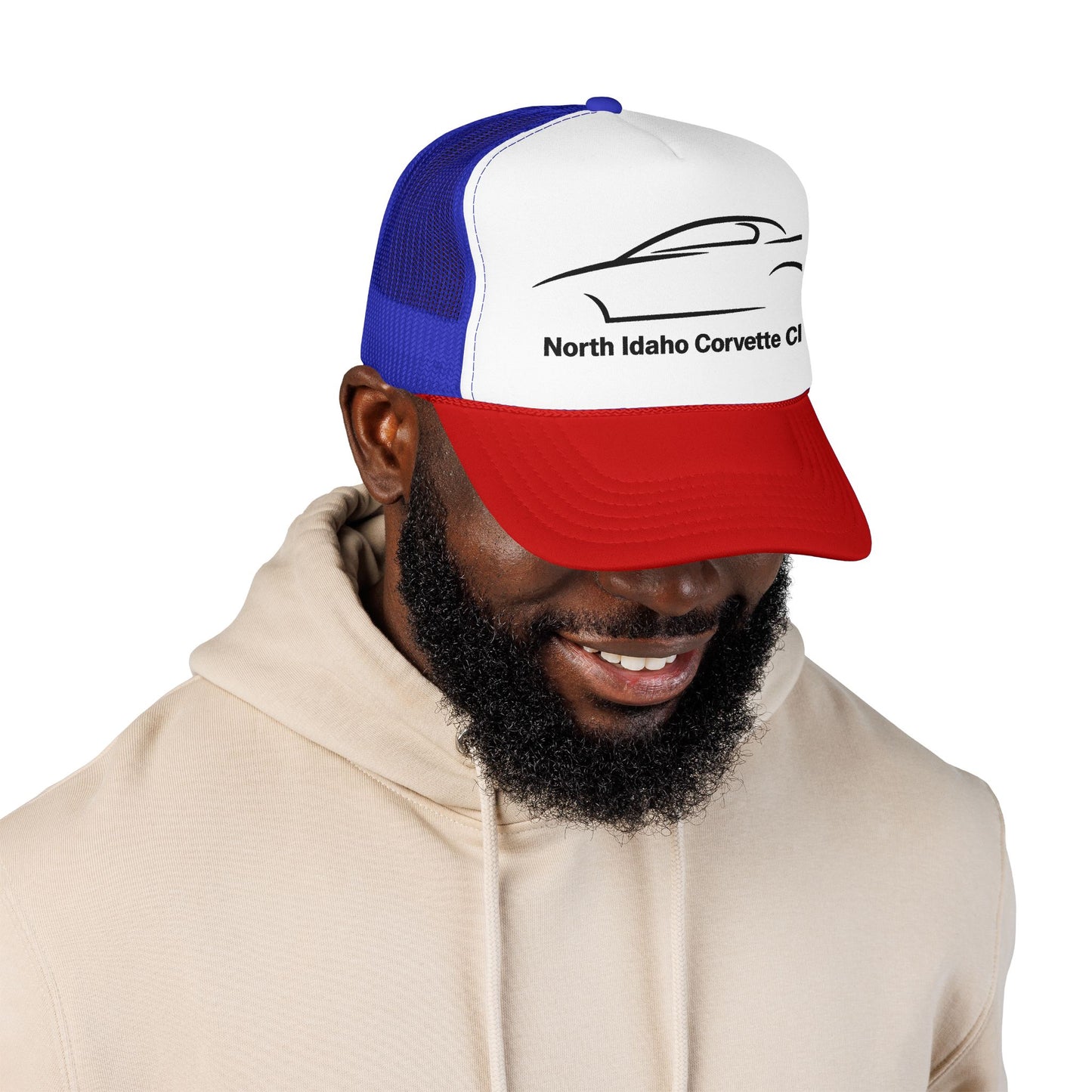 North Idaho Corvette Club Printed Trucker Hat – Classic Car Outline Foam Cap