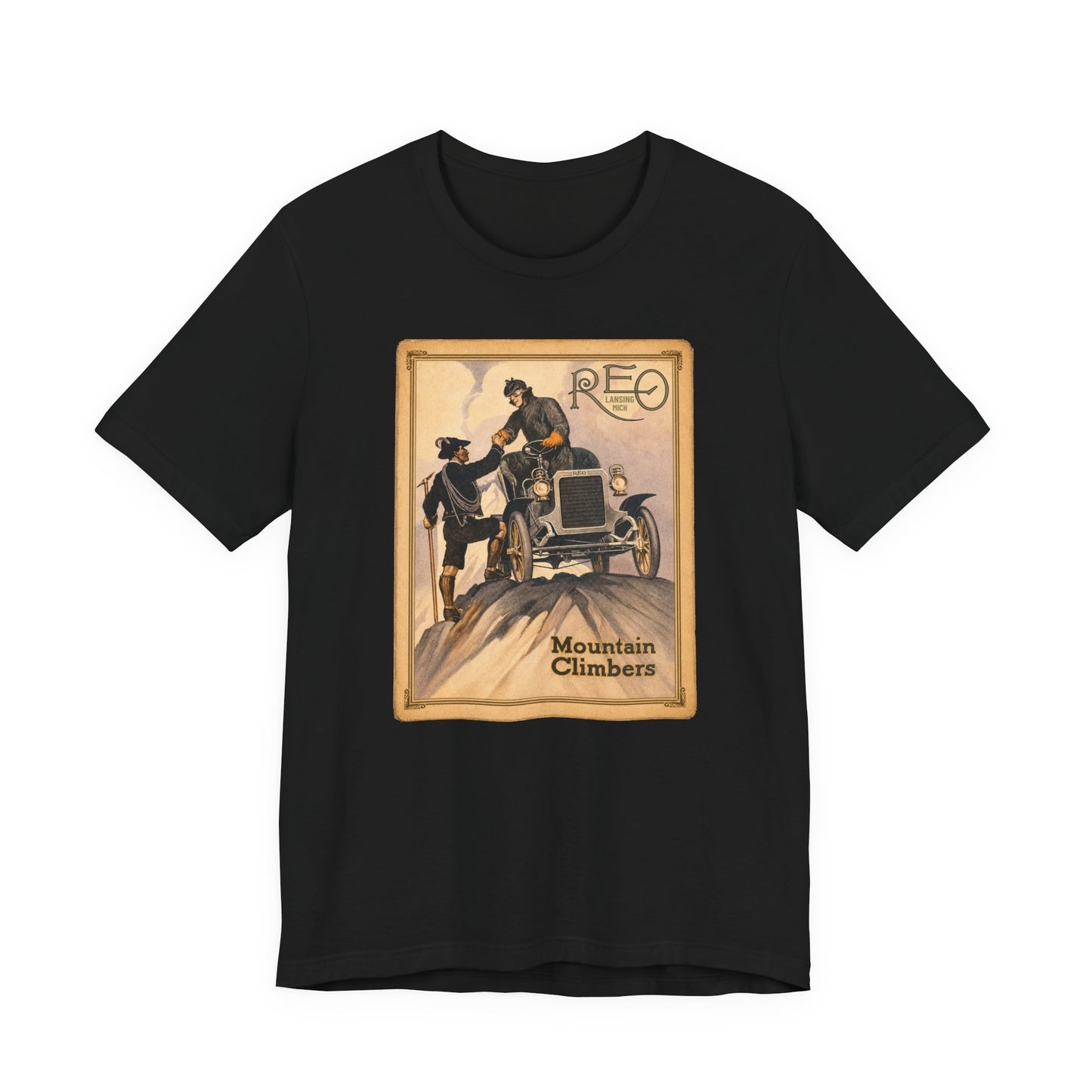 REO Lansing Michigan Mountain Climbers T-Shirt - Unisex Soft Short Sleeve Tee