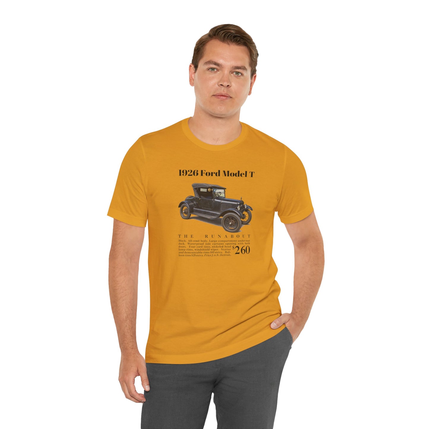 1926 Ford Model T Runabout Vintage Car Tee — Unisex Jersey Short Sleeve Tee