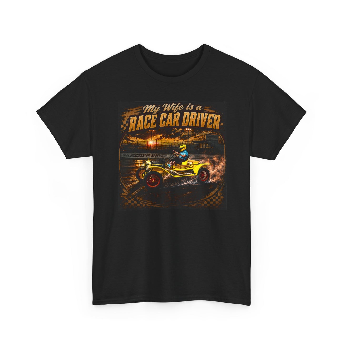 Race Car Driver Queen T-Shirt — "My Wife Is a Race Car Driver" Vintage Racing Tee
