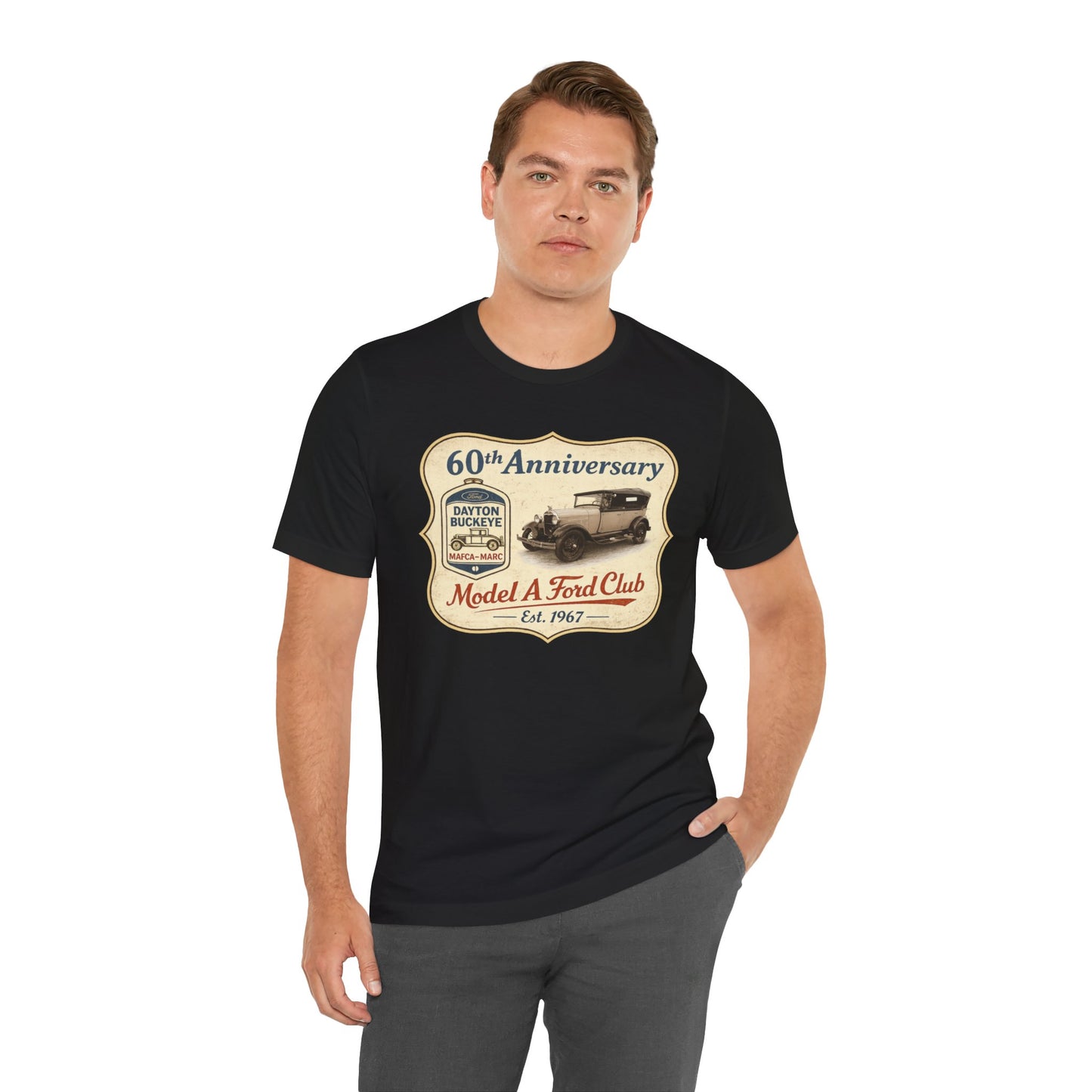 Dayton Buckeye Model A Ford Club 60th Anniversary Tee (JF) – Unisex Jersey Short Sleeve Tee