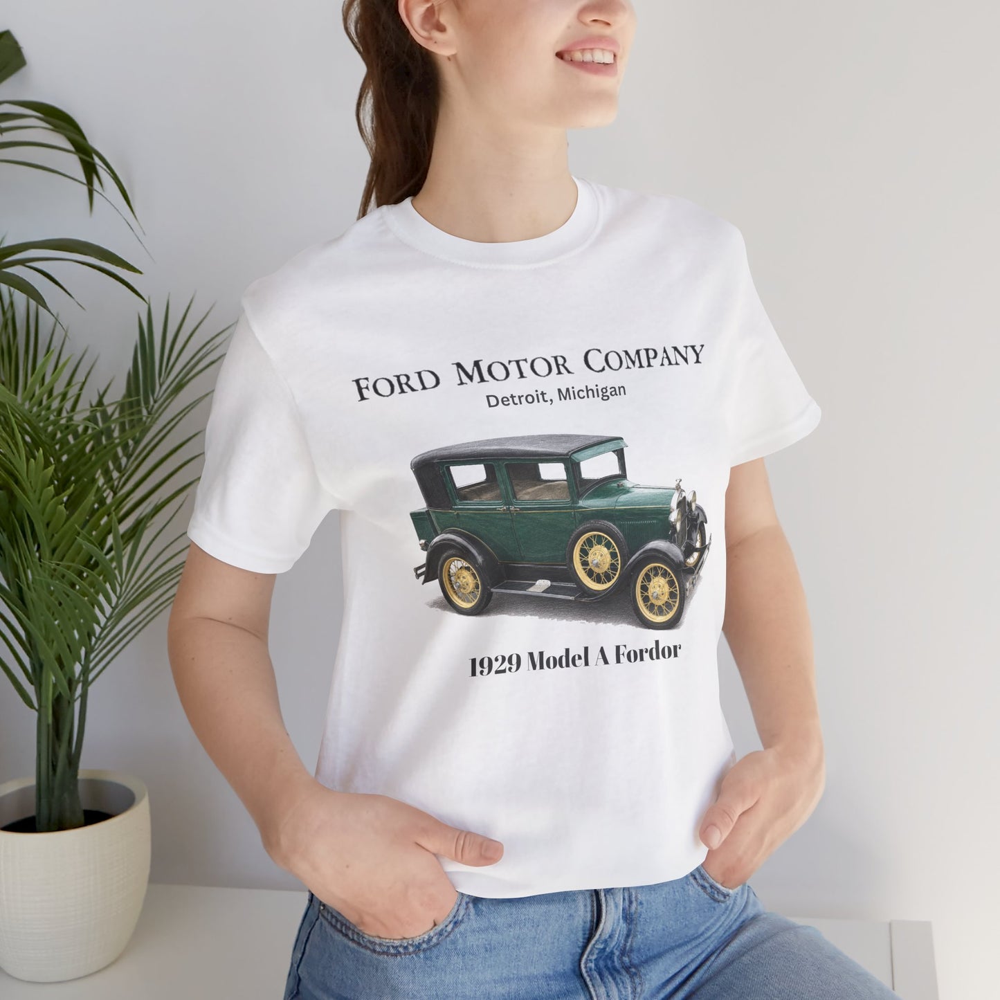 1929 Ford Model A Fordor Tee – Ford Motor Company Retro Car Shirt (French Lick)