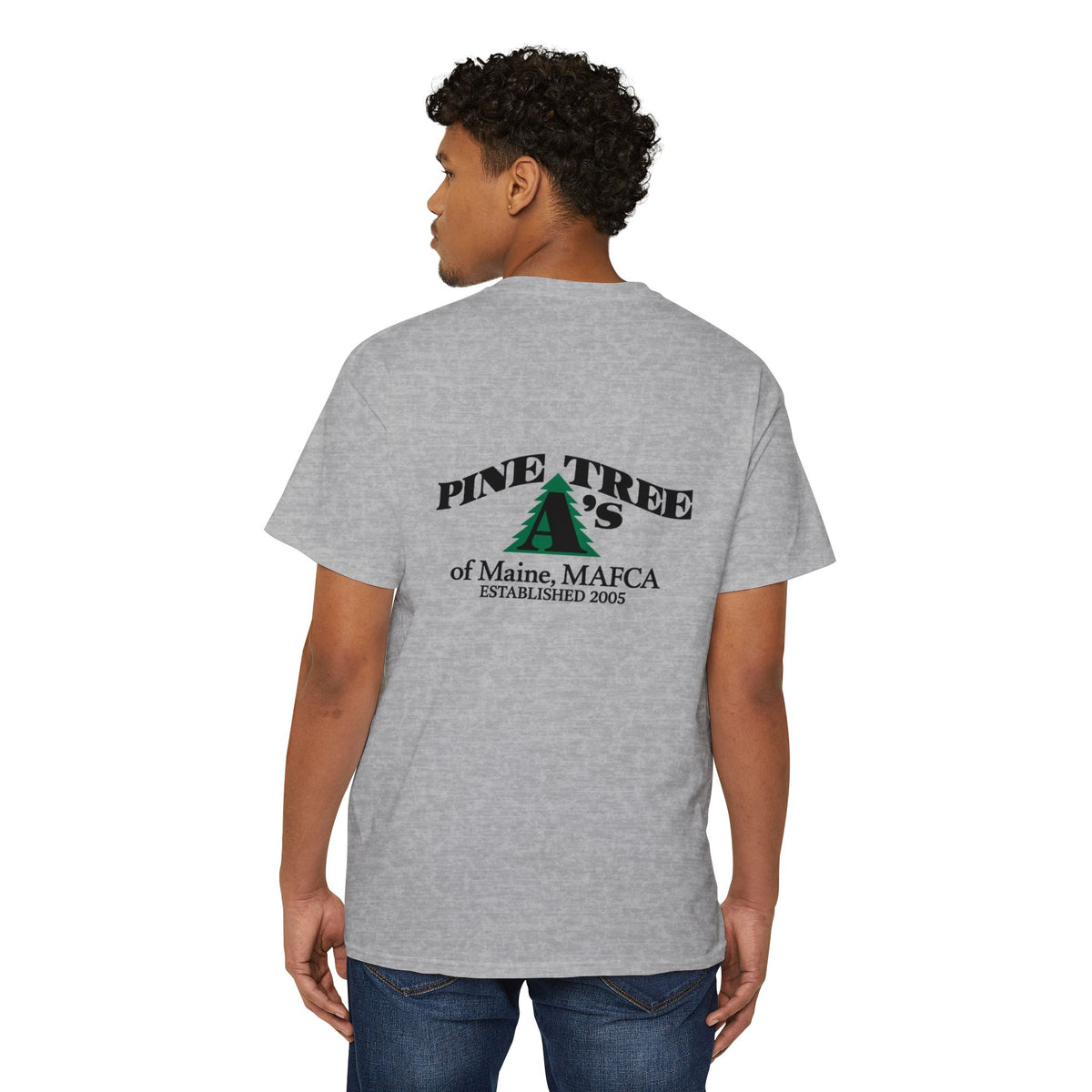Pine Tree A's of Maine, MAFCA Front and Back Logos — Unisex Heavy Cotton Pocket Tee