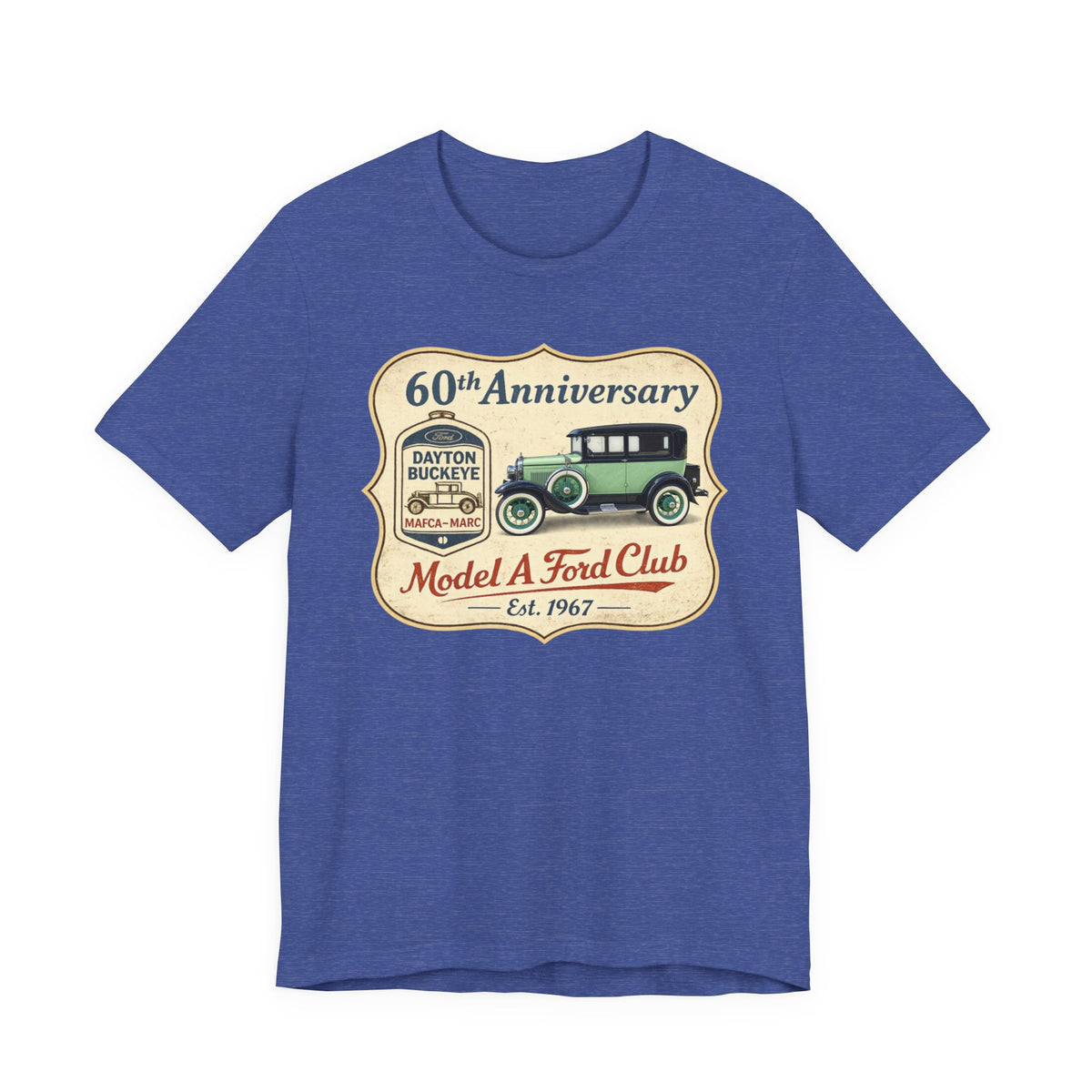 Dayton Buckeye Model A Ford Club 60th Anniversary Tee (1930 Tudor) - Unisex Soft Short Sleeve Tee