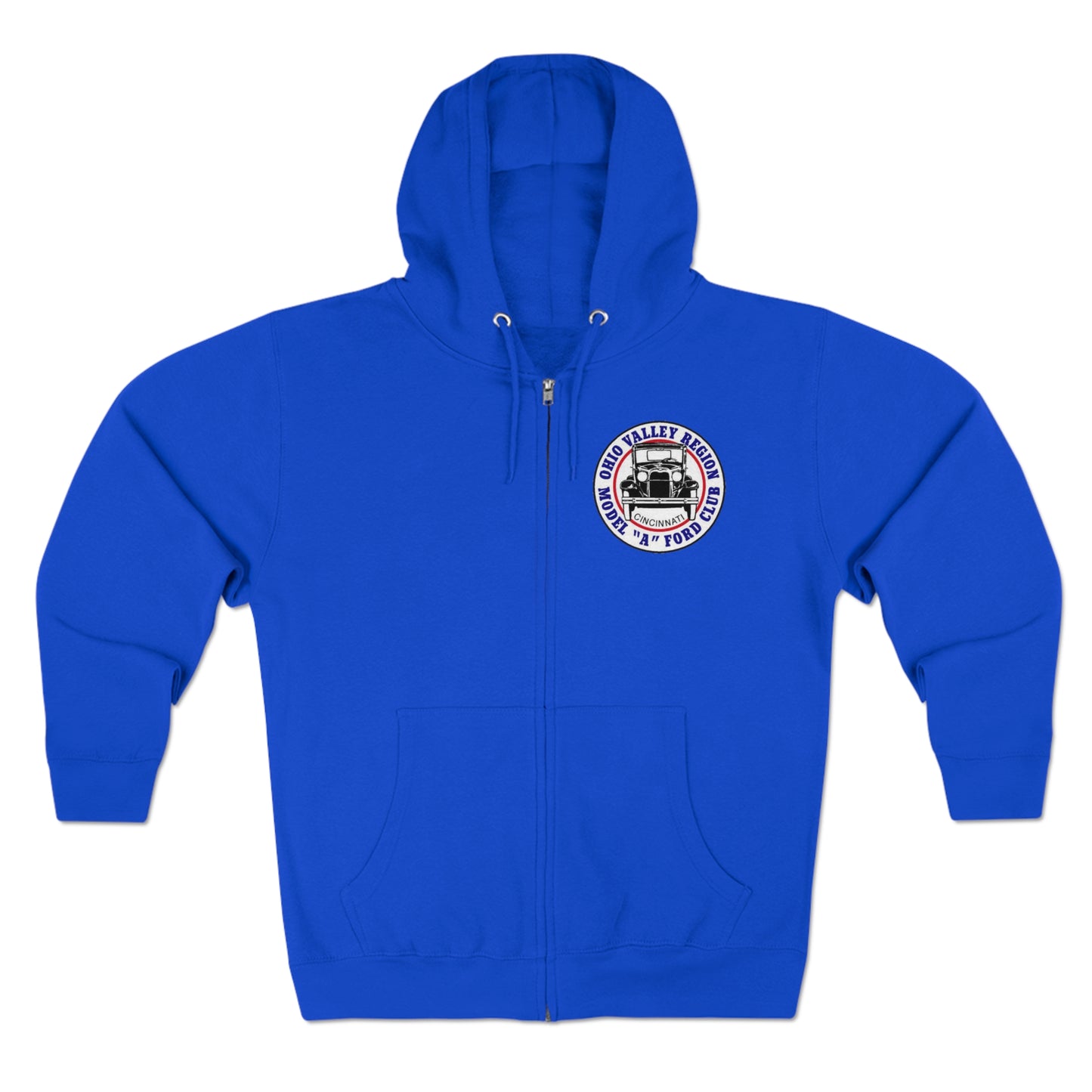 Ohio Valley Region Model A Ford Club (front and back logo) Unisex Zip Hoodie