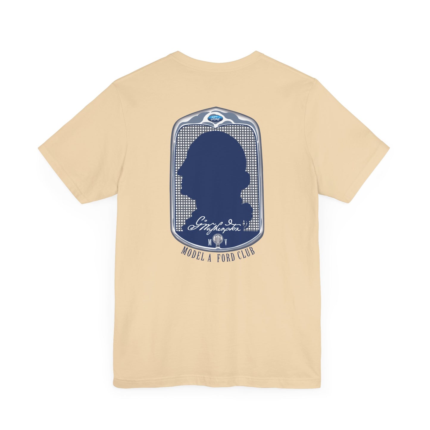 George Washington Model A Ford Club (front and back blue logo) Unisex Jersey Short Sleeve Tee