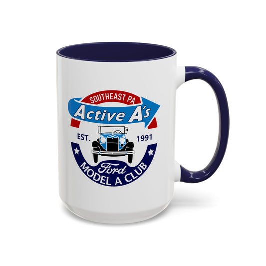 Ford Model A Club Coffee Mug — "Active A's" Southeast PA Vintage Car Design (11/15 oz)