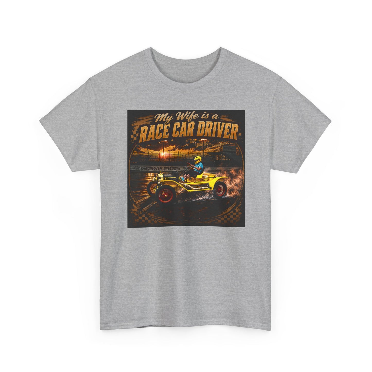 Race Car Driver Queen T-Shirt — "My Wife Is a Race Car Driver" Vintage Racing Tee