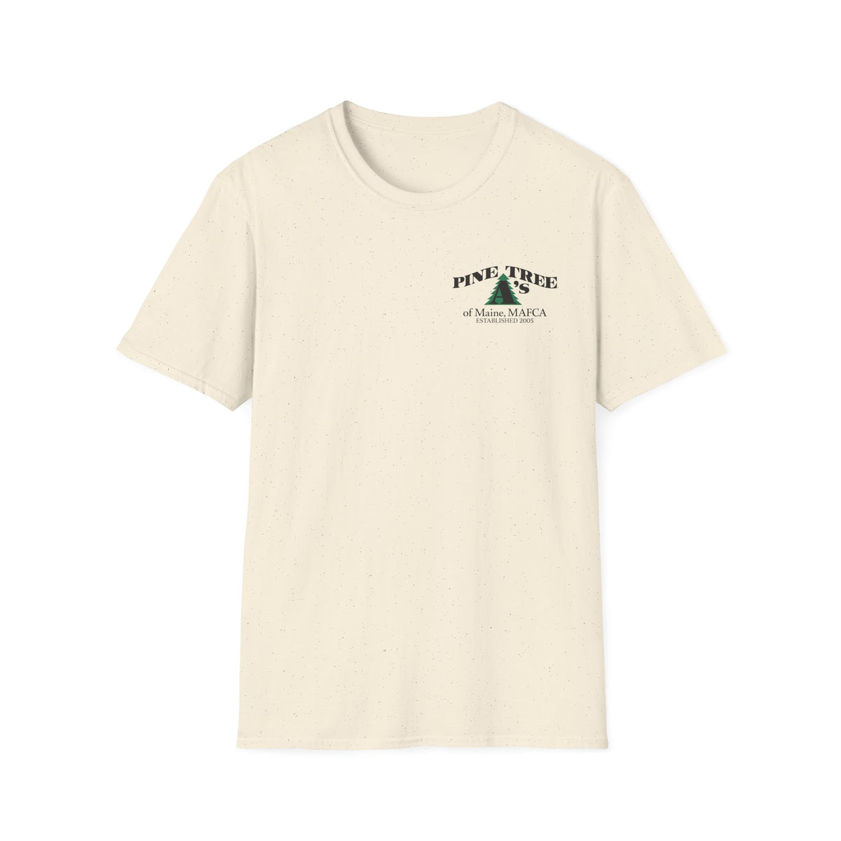 Pine Tree A's of Maine, MAFCA T‑Shirt with Front and Back Logos — Unisex Softstyle T-Shirt