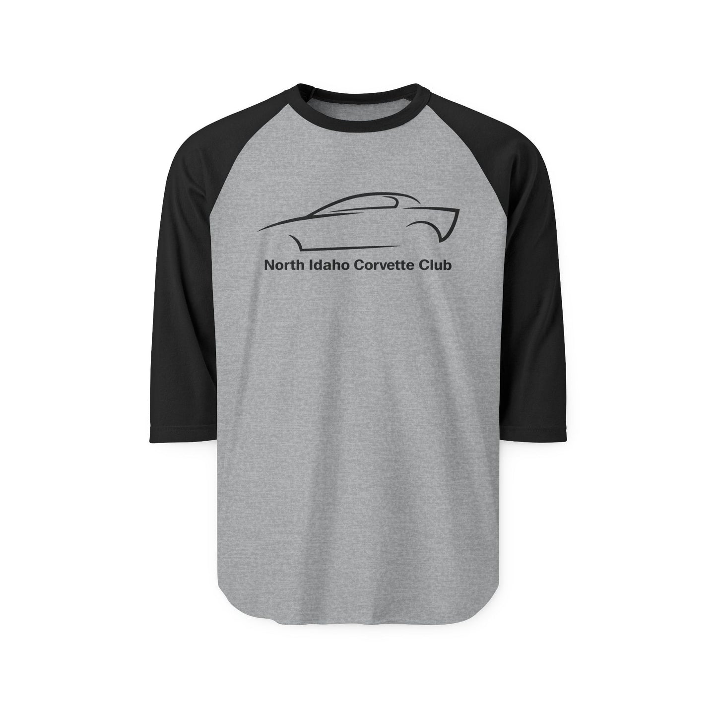 North Idaho Corvette Club Raglan Shirt — 3/4 Sleeve Car Club Tee