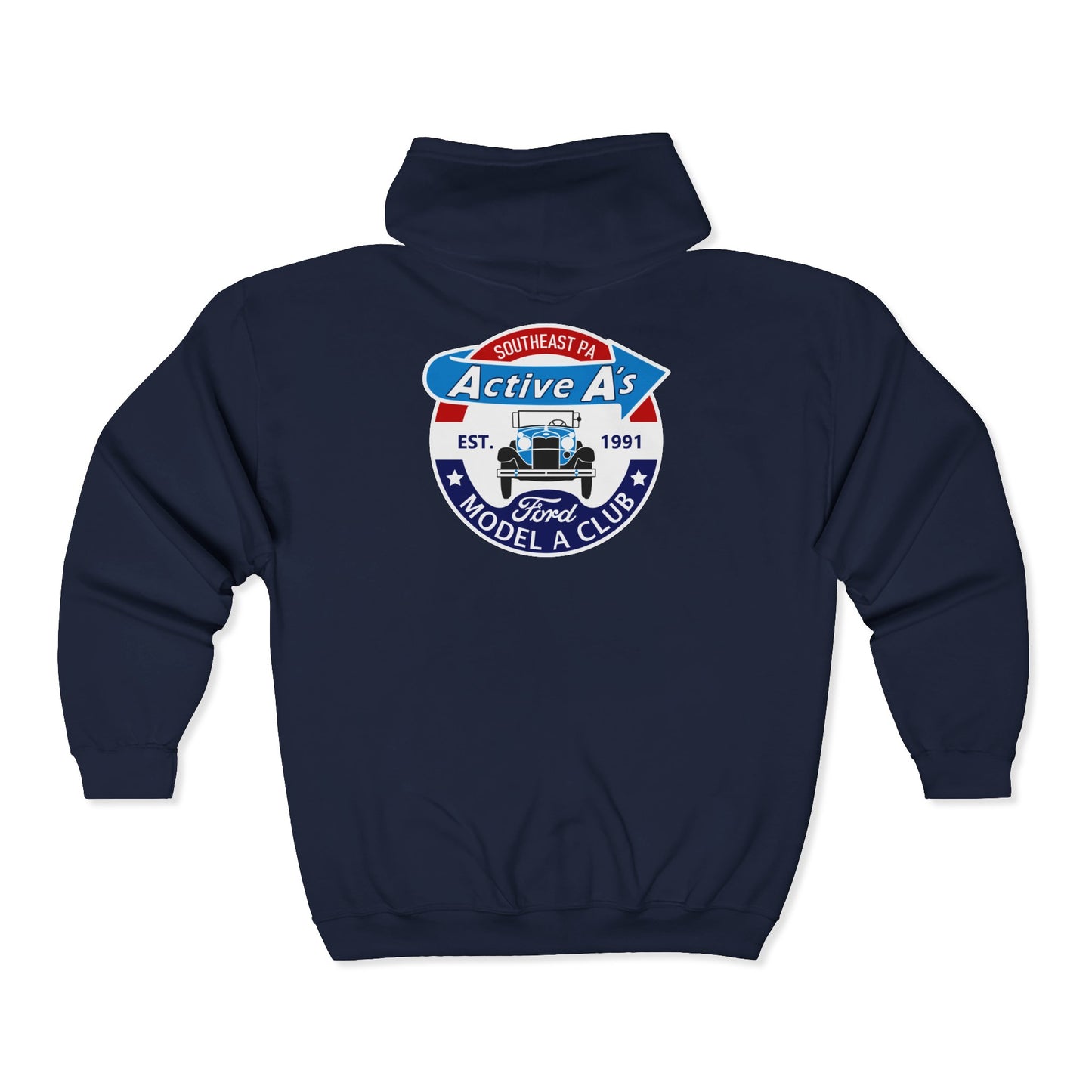 Active A's Ford Model A Club Zip Hoodie (Printed front and back logo)