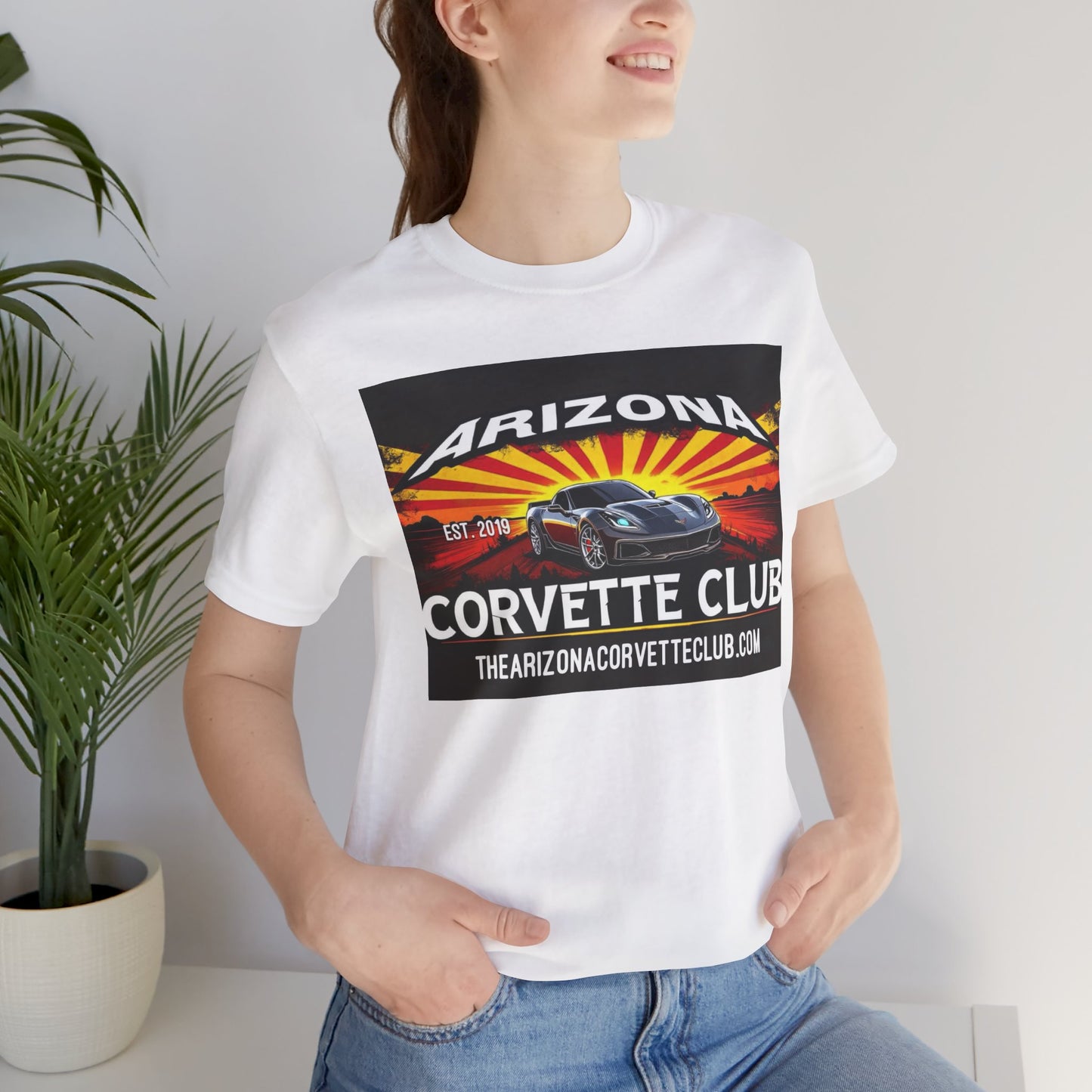 Arizona Corvette Club T‑Shirt – Retro Sunset Corvette Graphic Tee