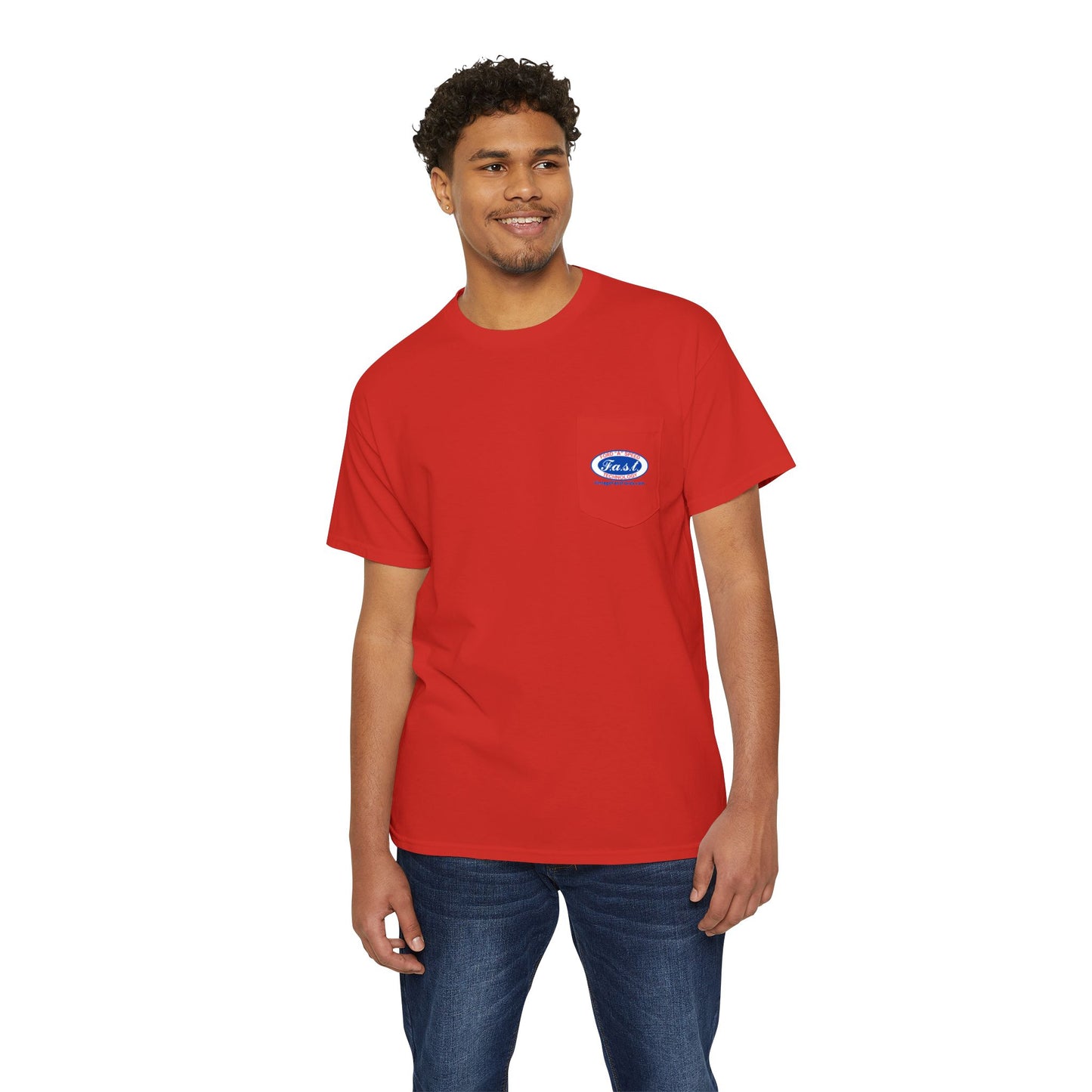 F.A.S.T. Pocket Tee (front and back logo) - Unisex Heavy Cotton T-Shirt