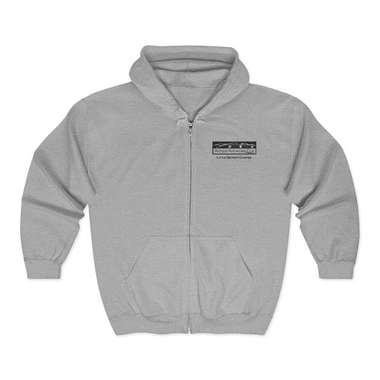 Little Detroit Chapter AACA North Carolina Full-Zip Hoodie — Small Front Logo and Large Back Logo