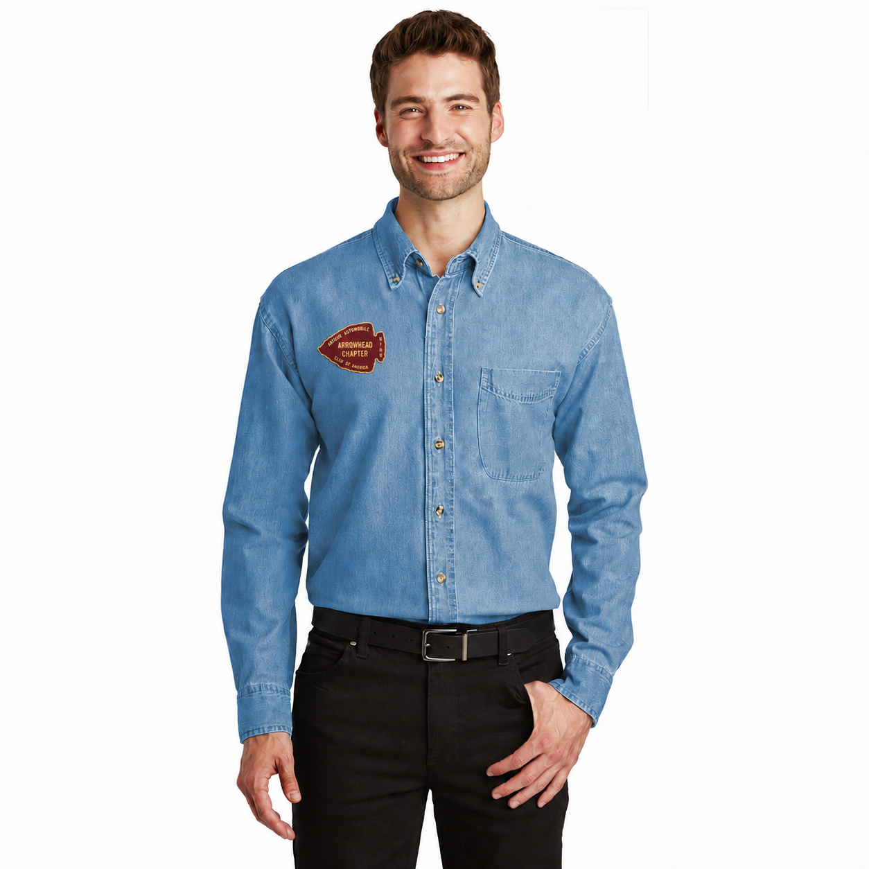 Arrowhead Chapter AACA Denim Long Sleeve Shirt — Classic Light Wash Workwear