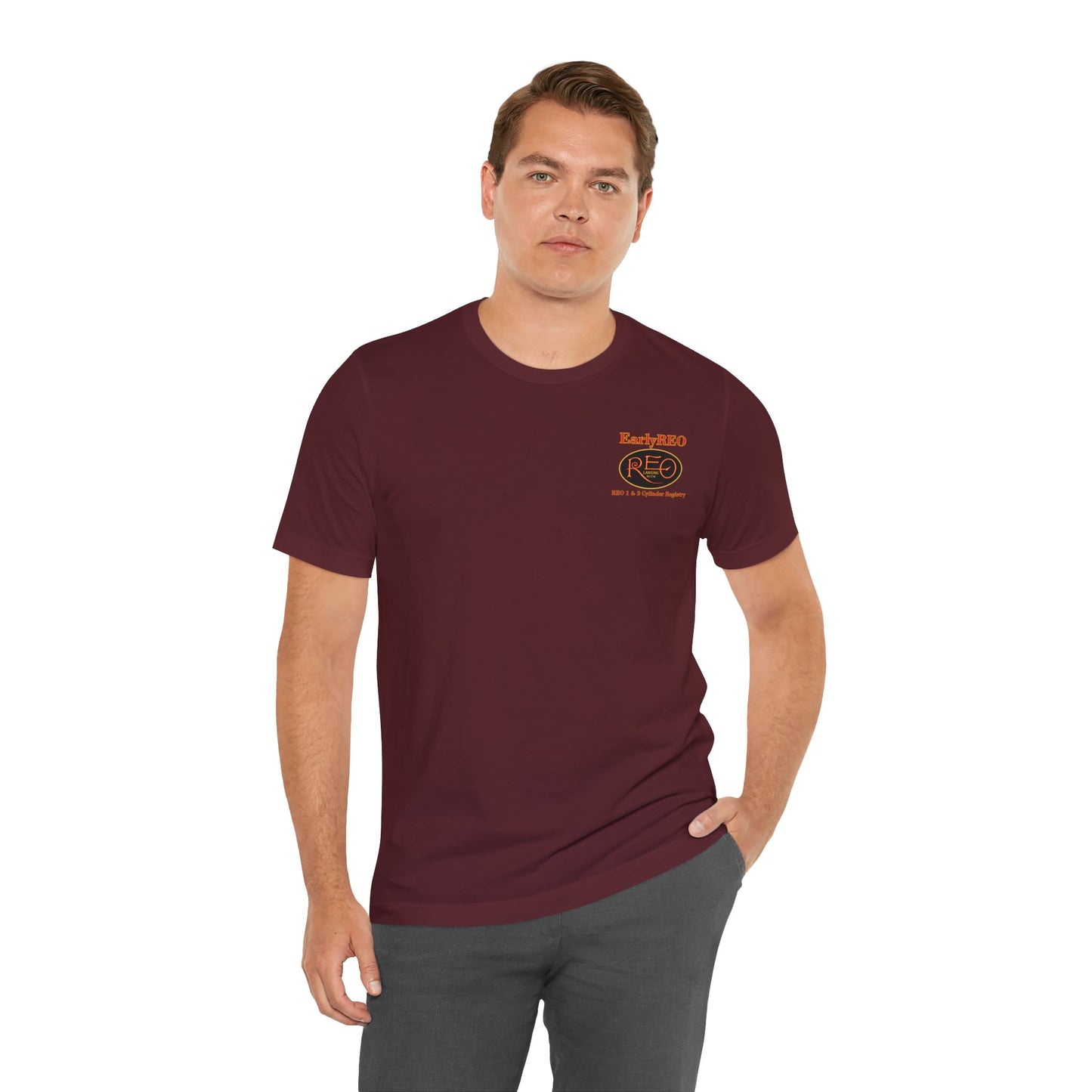 REO Lansing Michigan Mountain Climbers Tee — Unisex Soft Short Sleeve Tee