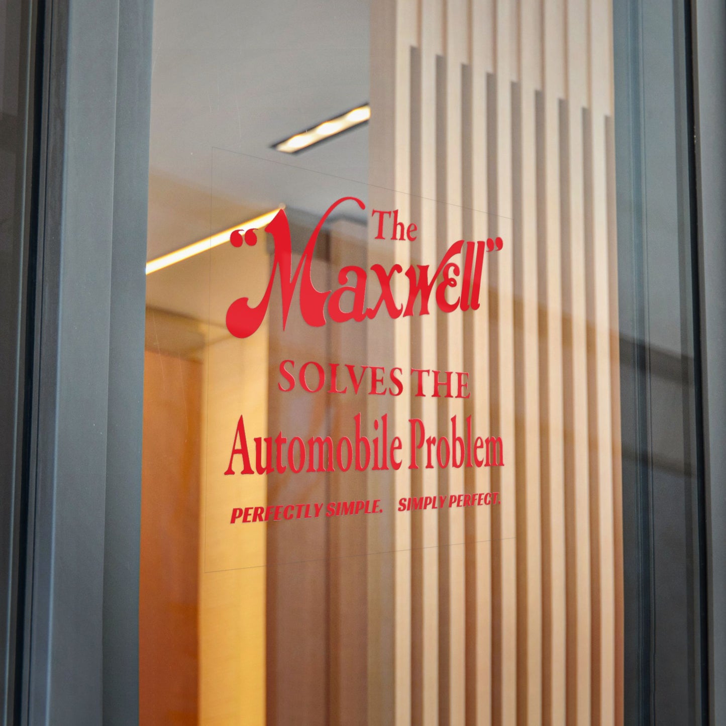 "The Maxwell" Solves the Automobile Problem — Die-Cut Sticker (Vintage Red Graphic)