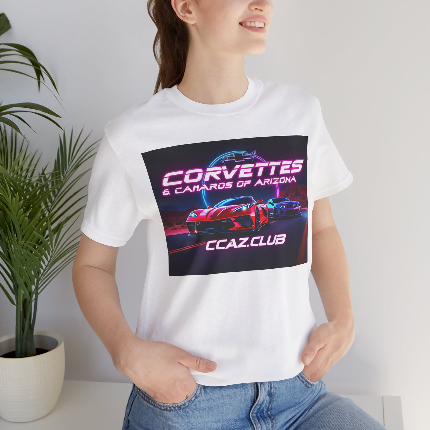 Corvettes & Camaros of Arizona Tee — CCAZ Club Retro Neon Car Shirt