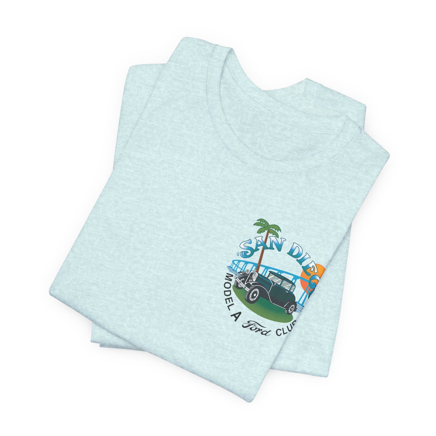 San Diego Model A Ford Club Tee — Small Logo on Chest and Large Logo on Back