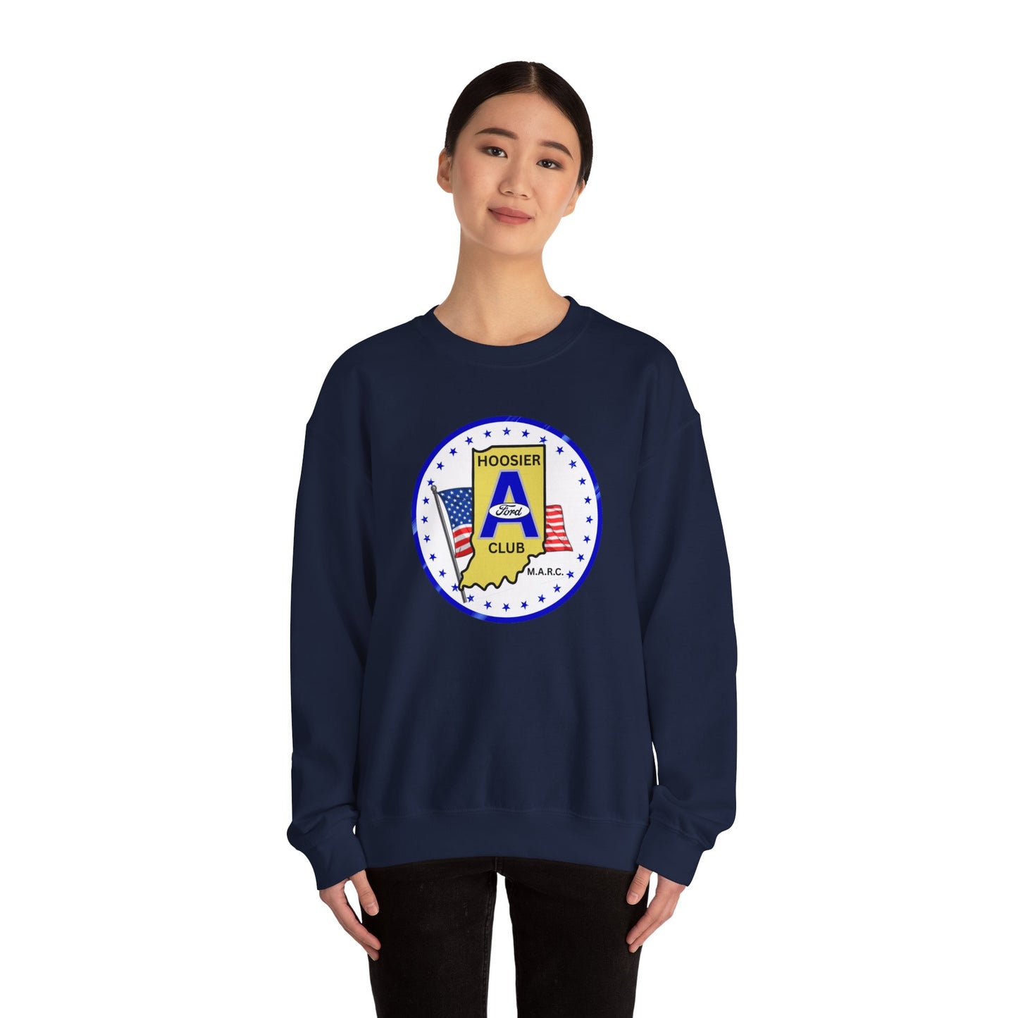 Hoosier A Ford Club Logo Sweatshirt — Indiana Flag Patch Crewneck
