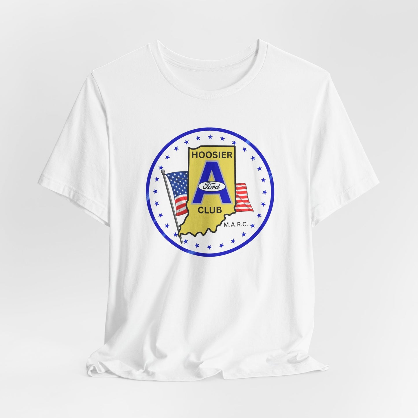Hoosier A Ford Club T-Shirt — Indiana Flag Patch with American Flags