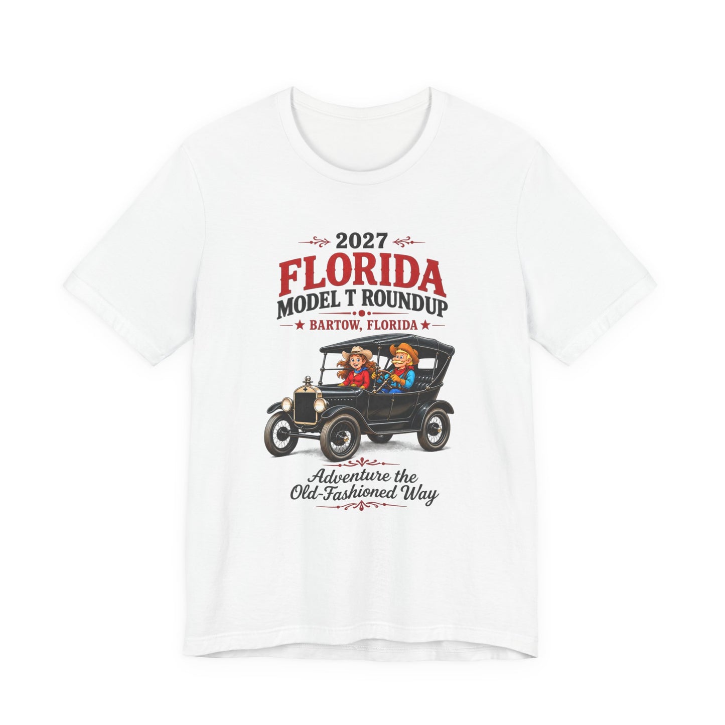 Florida Model T Roundup 2027 Soft-Style T-Shirt — Front Graphic