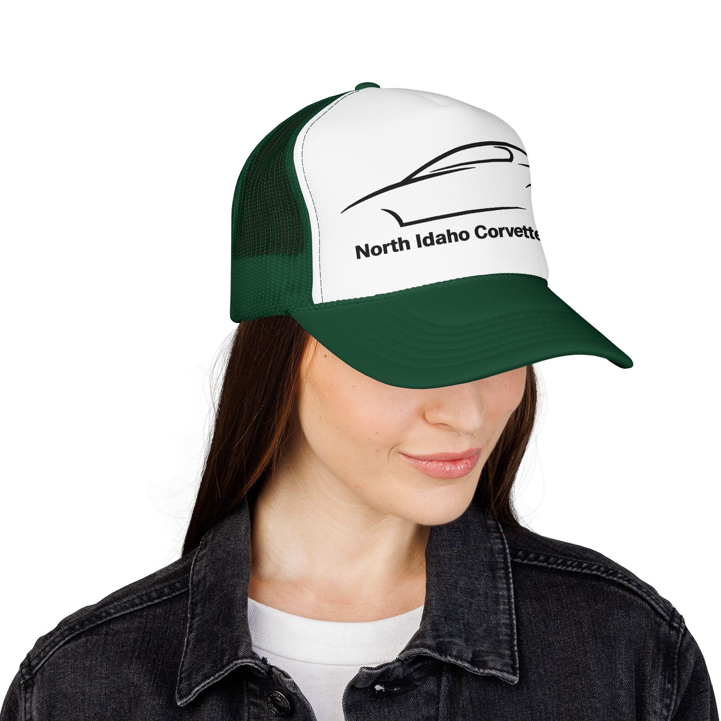 North Idaho Corvette Club Printed Trucker Hat – Classic Car Outline Foam Cap